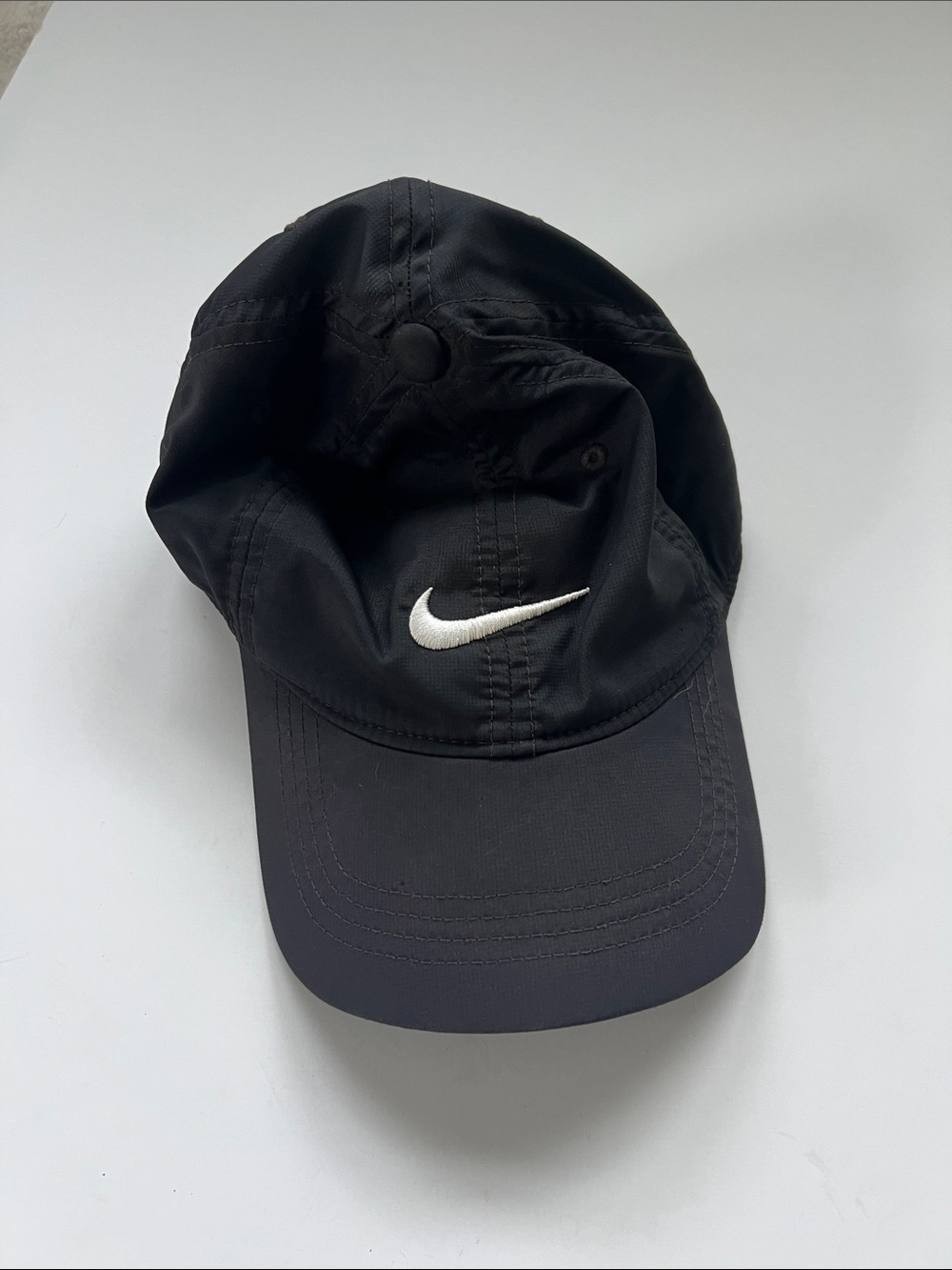 Child Nike Black Cap Dri-Fit with White Swoosh Logo and Reflective Back Tag